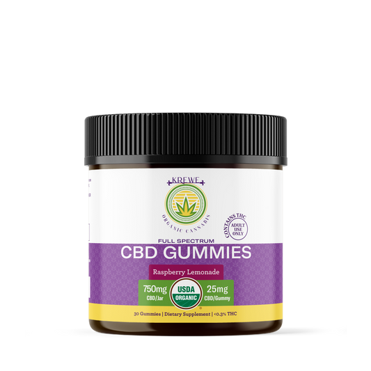 25mg Organic Full Spectrum CBD Gummies (Raspberry Lemonade) 30ct